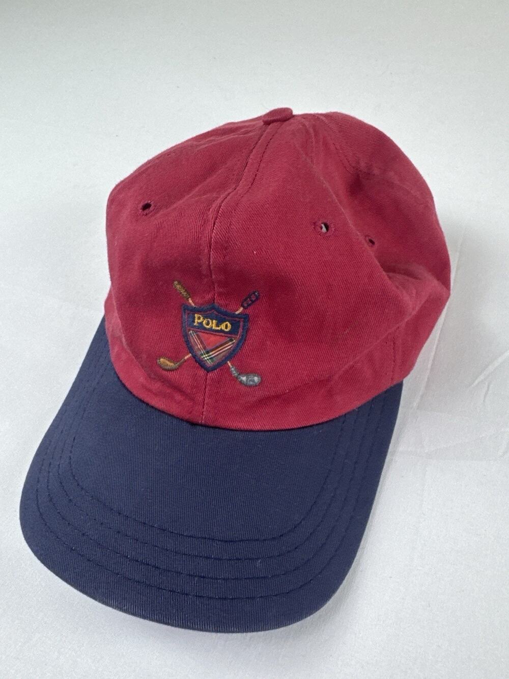 Polo Ralph Lauren Golf Strapback Hat Red Blue Cotton Adjustable Cap